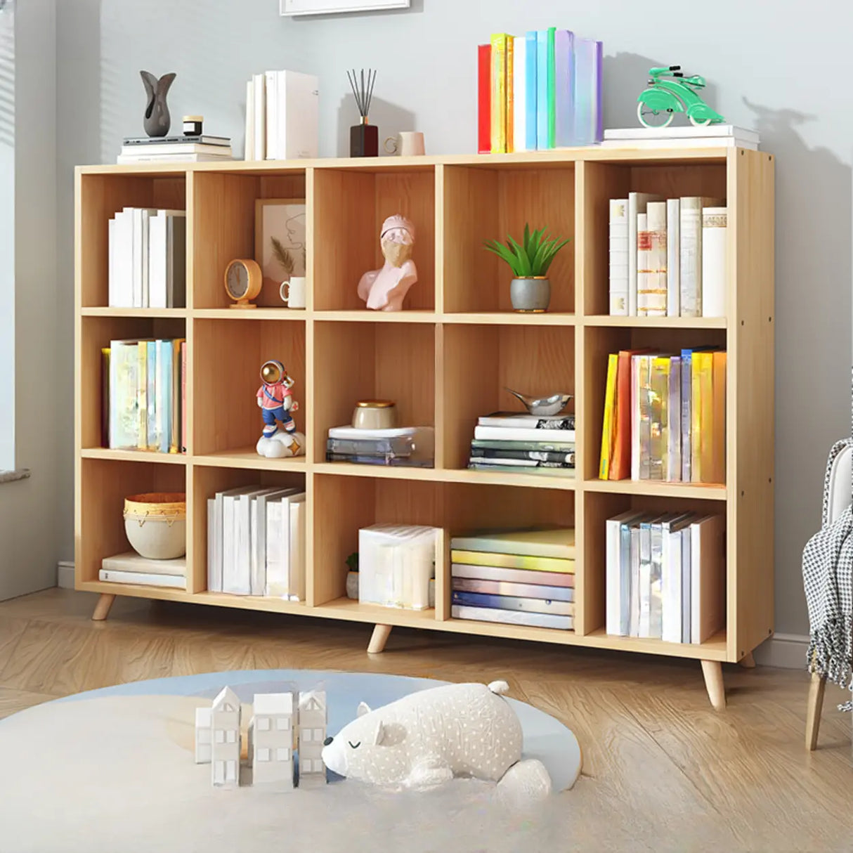 Simple Wood Closed Back Horizontal Organizer Bookcase Image - 27