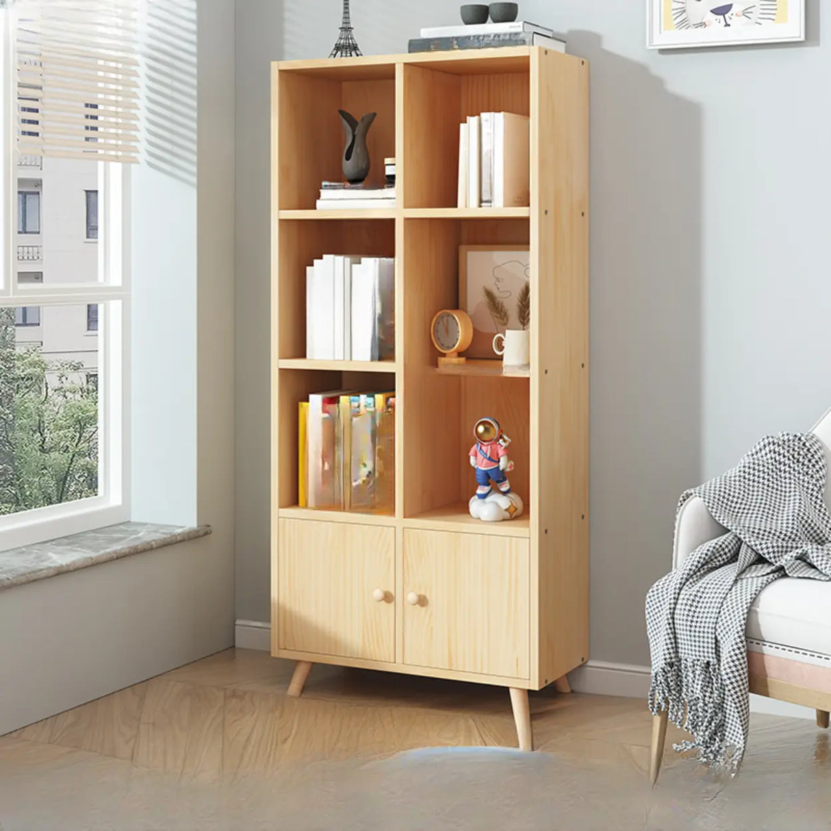 Simple Wood Closed Back Horizontal Organizer Bookcase Image - 30