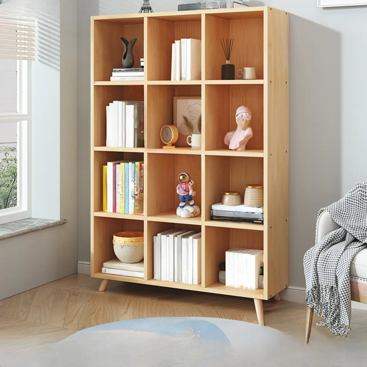 Simple Wood Closed Back Horizontal Organizer Bookcase Image - 32