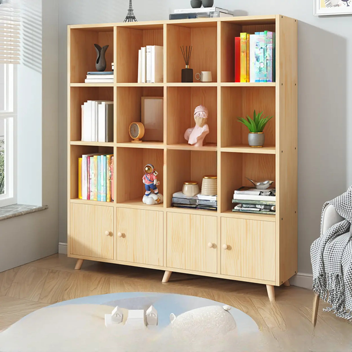 Simple Wood Closed Back Horizontal Organizer Bookcase Image - 33