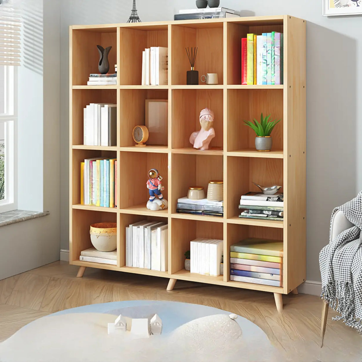 Simple Wood Closed Back Horizontal Organizer Bookcase Image - 34