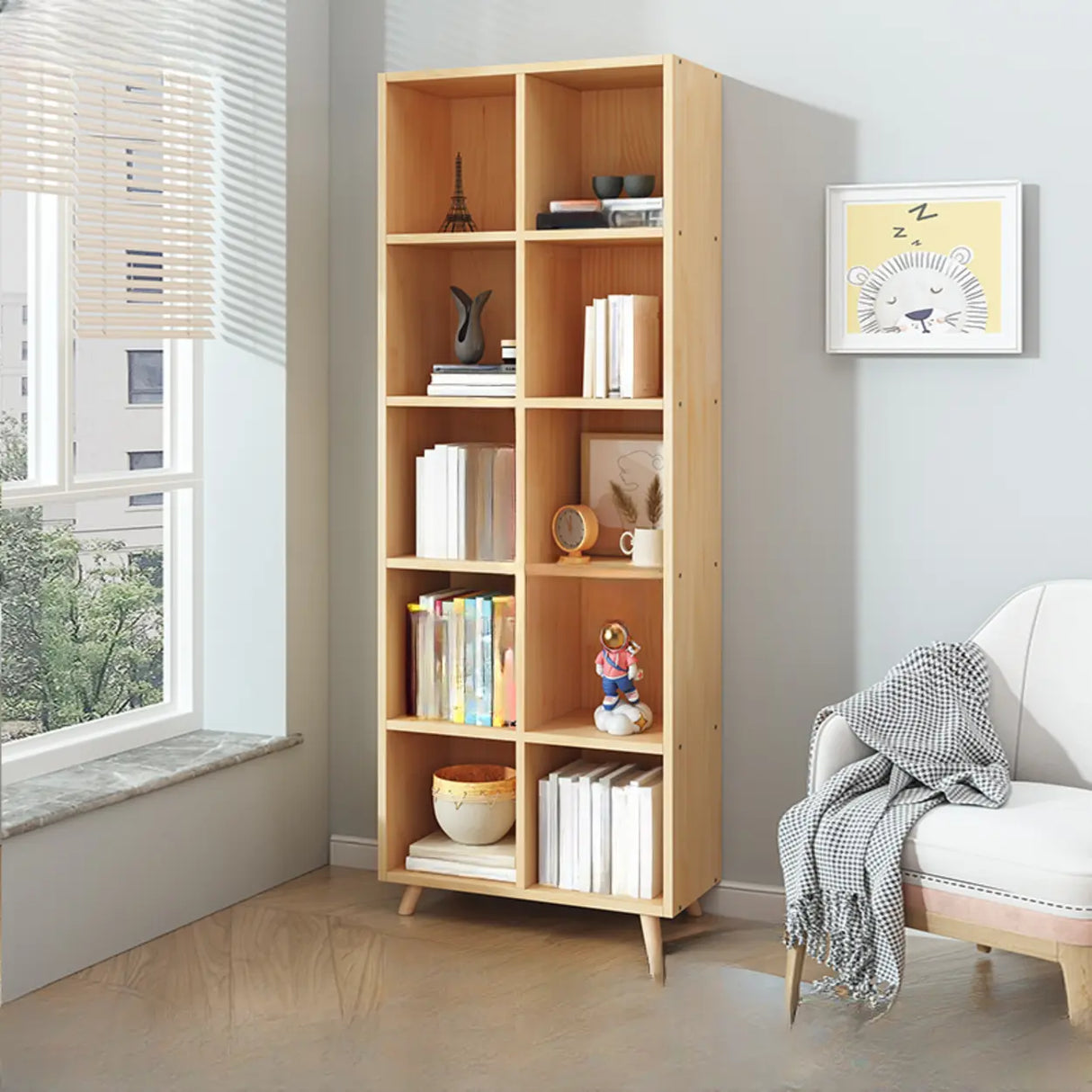 Simple Wood Closed Back Horizontal Organizer Bookcase Image - 35