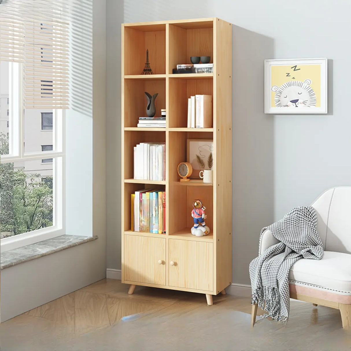 Simple Wood Closed Back Horizontal Organizer Bookcase Image - 36