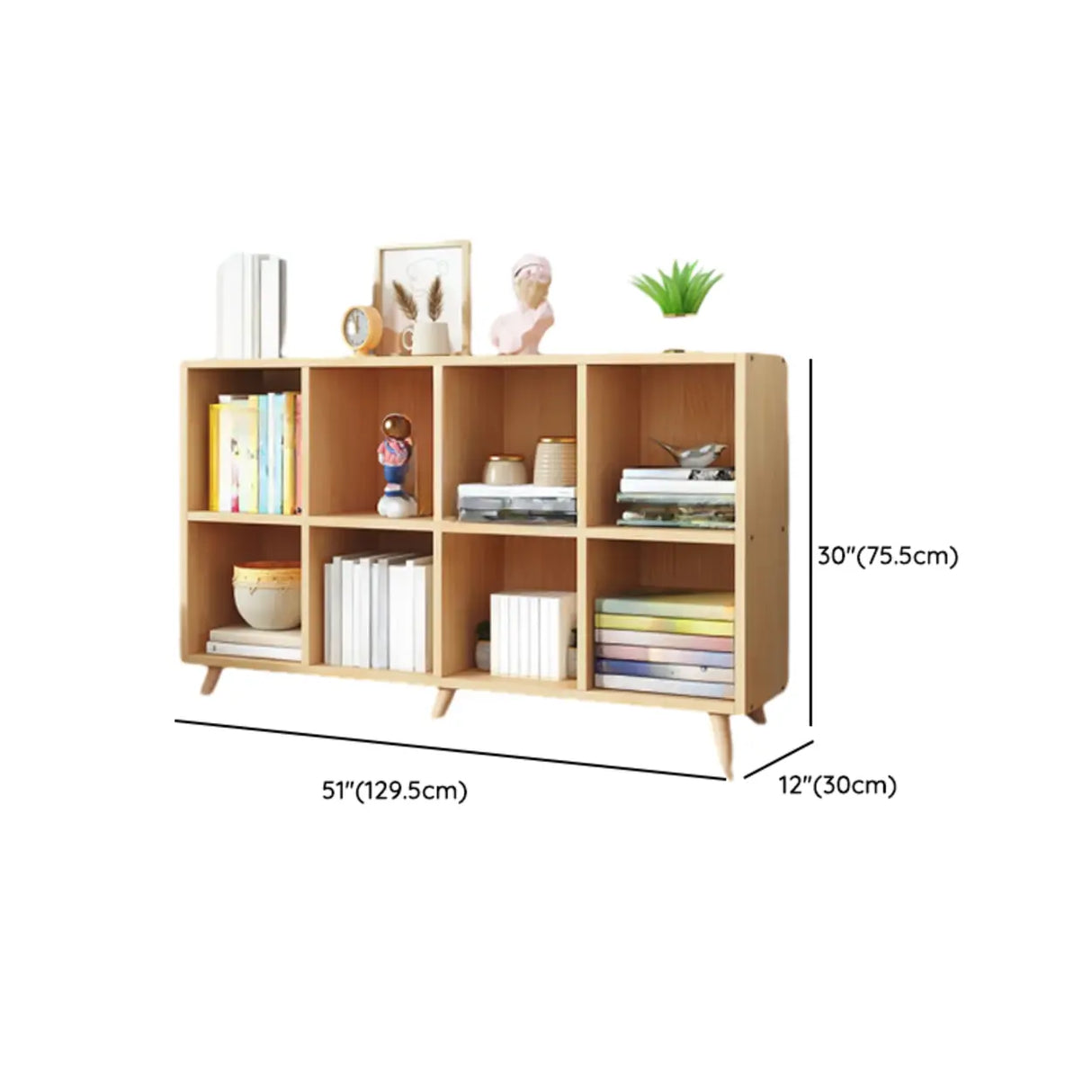 Simple Wood Closed Back Horizontal Organizer Bookcase Image - 41