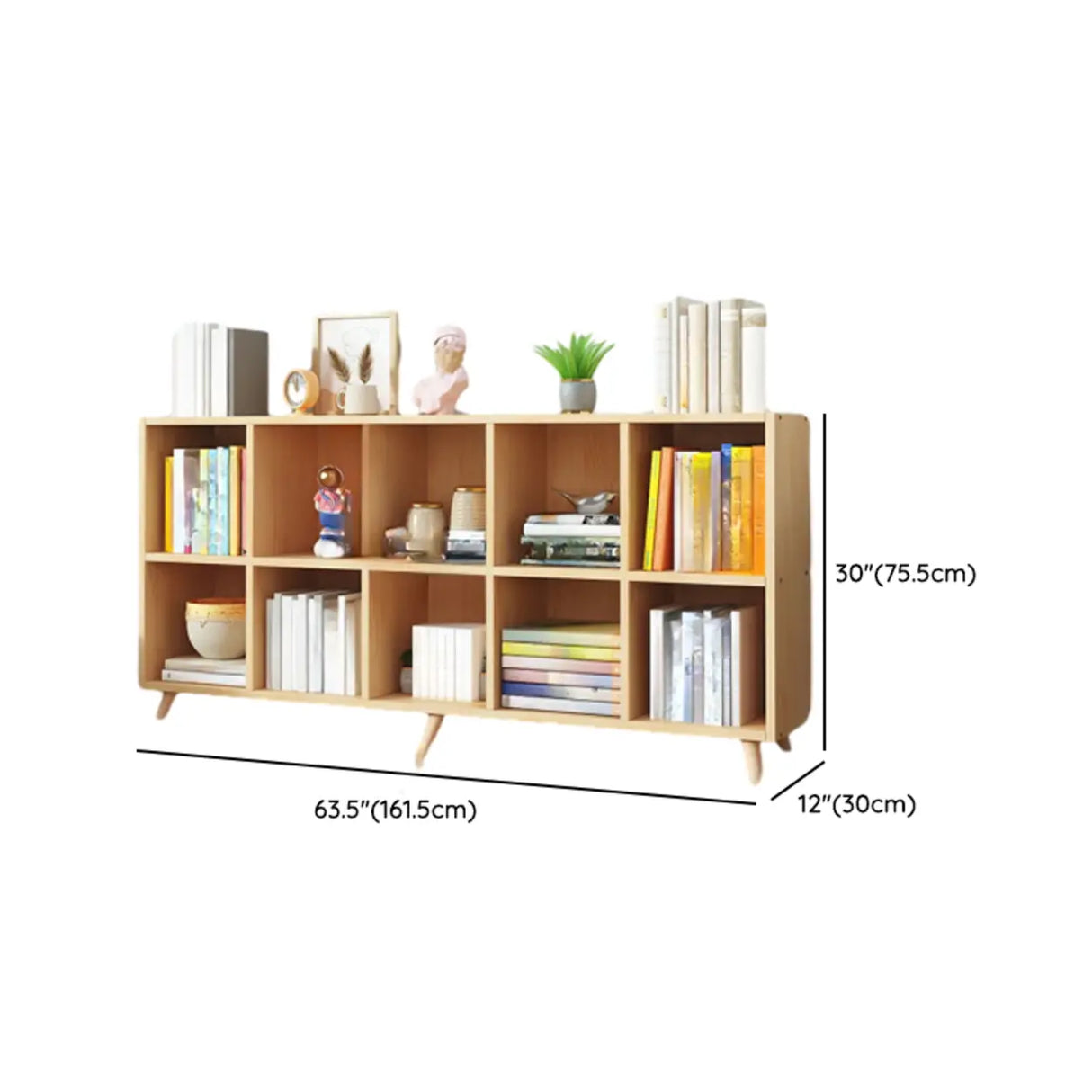 Simple Wood Closed Back Horizontal Organizer Bookcase Image - 43