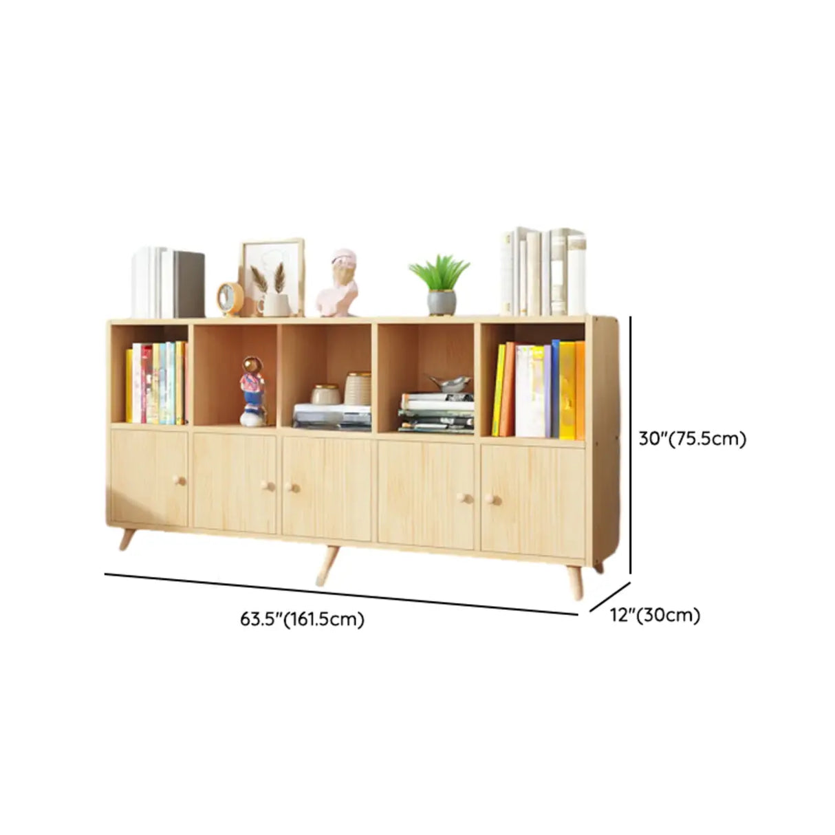 Simple Wood Closed Back Horizontal Organizer Bookcase Image - 44