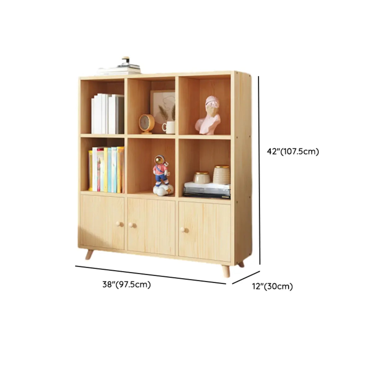Simple Wood Closed Back Horizontal Organizer Bookcase Image - 48