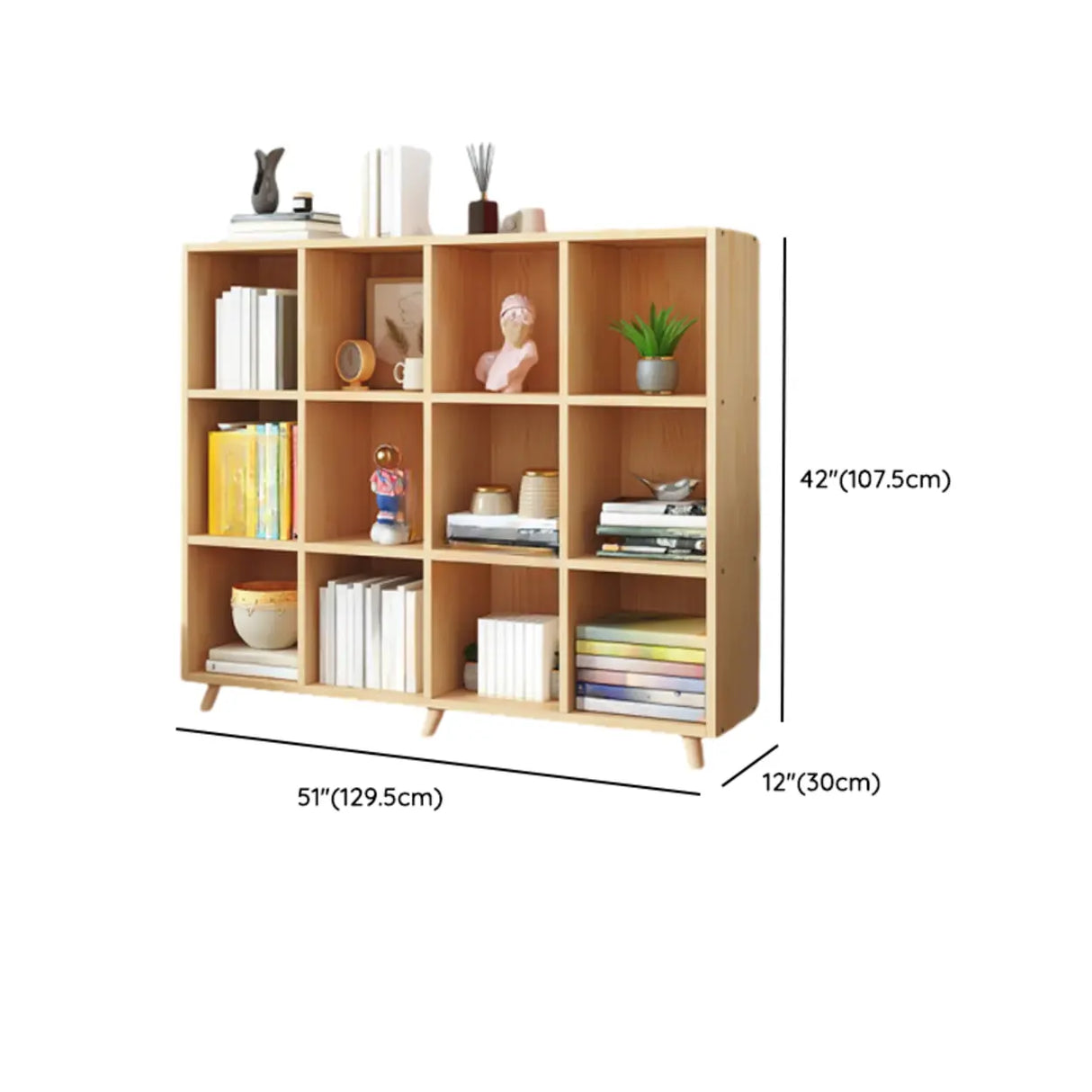 Simple Wood Closed Back Horizontal Organizer Bookcase Image - 49