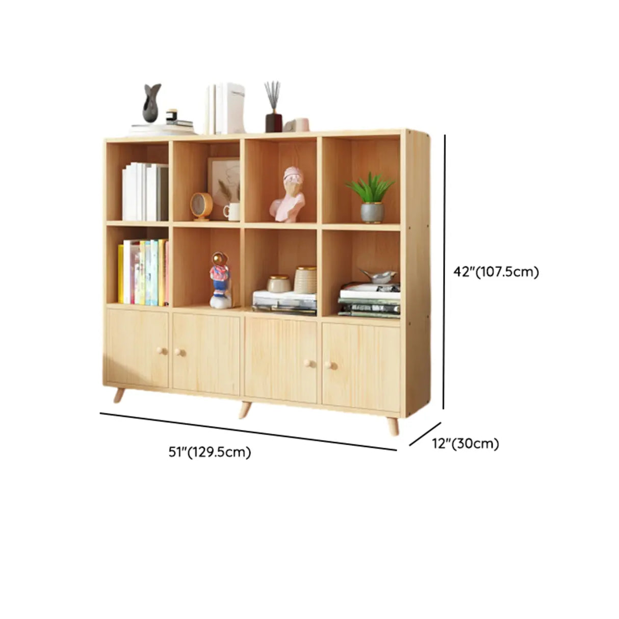 Simple Wood Closed Back Horizontal Organizer Bookcase Image - 50