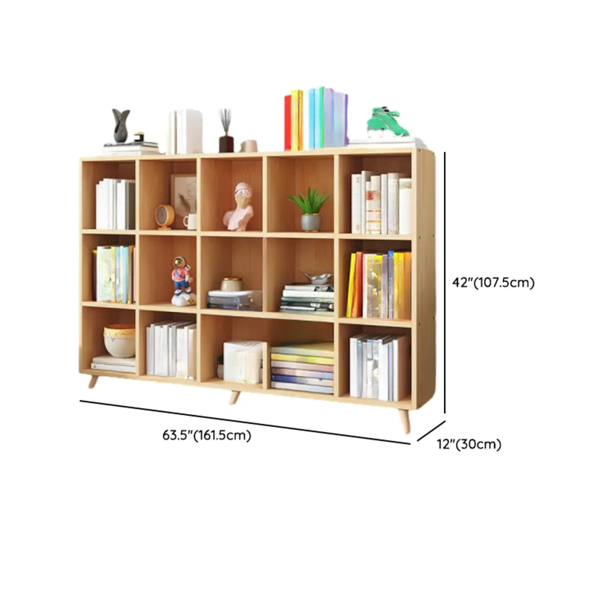 Simple Wood Closed Back Horizontal Organizer Bookcase Image - 51