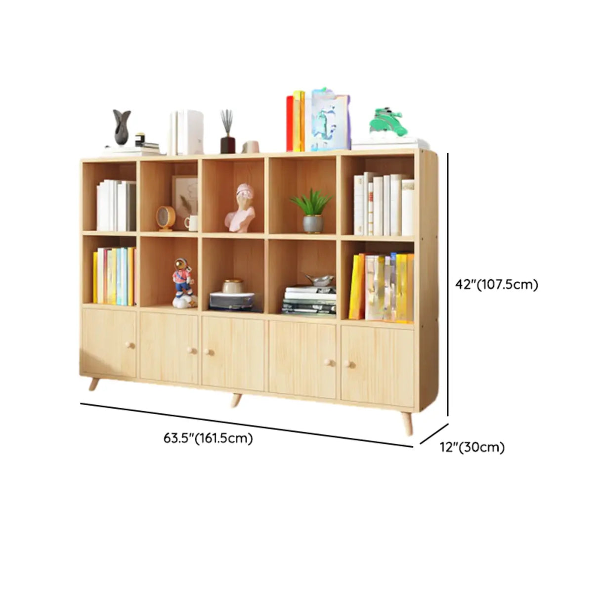 Simple Wood Closed Back Horizontal Organizer Bookcase Image - 52