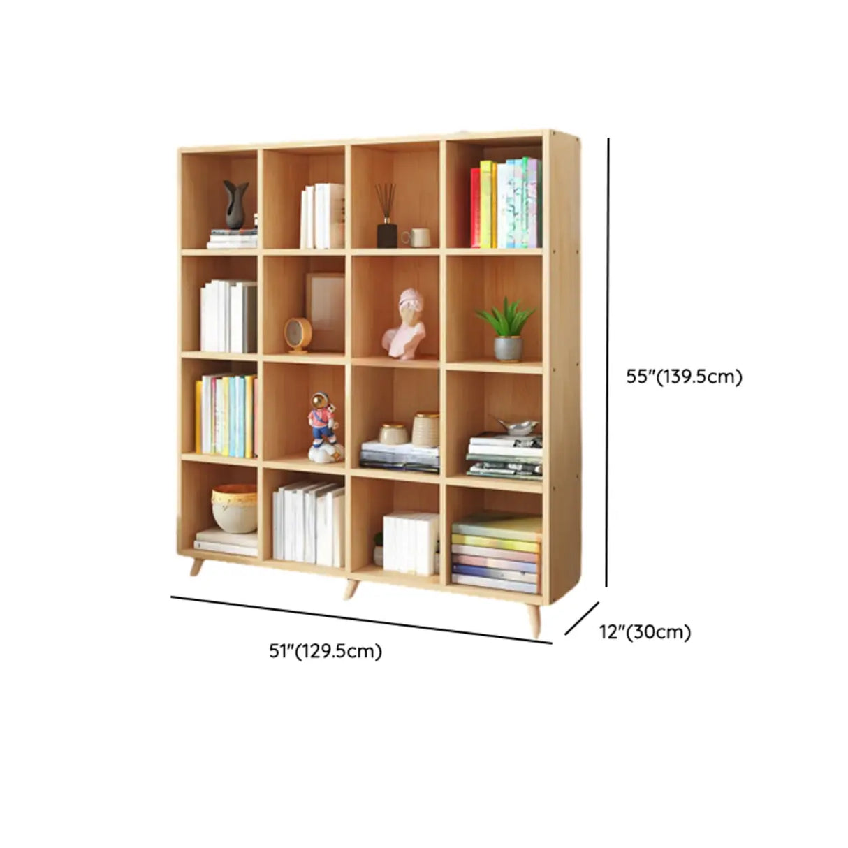 Simple Wood Closed Back Horizontal Organizer Bookcase Image - 57