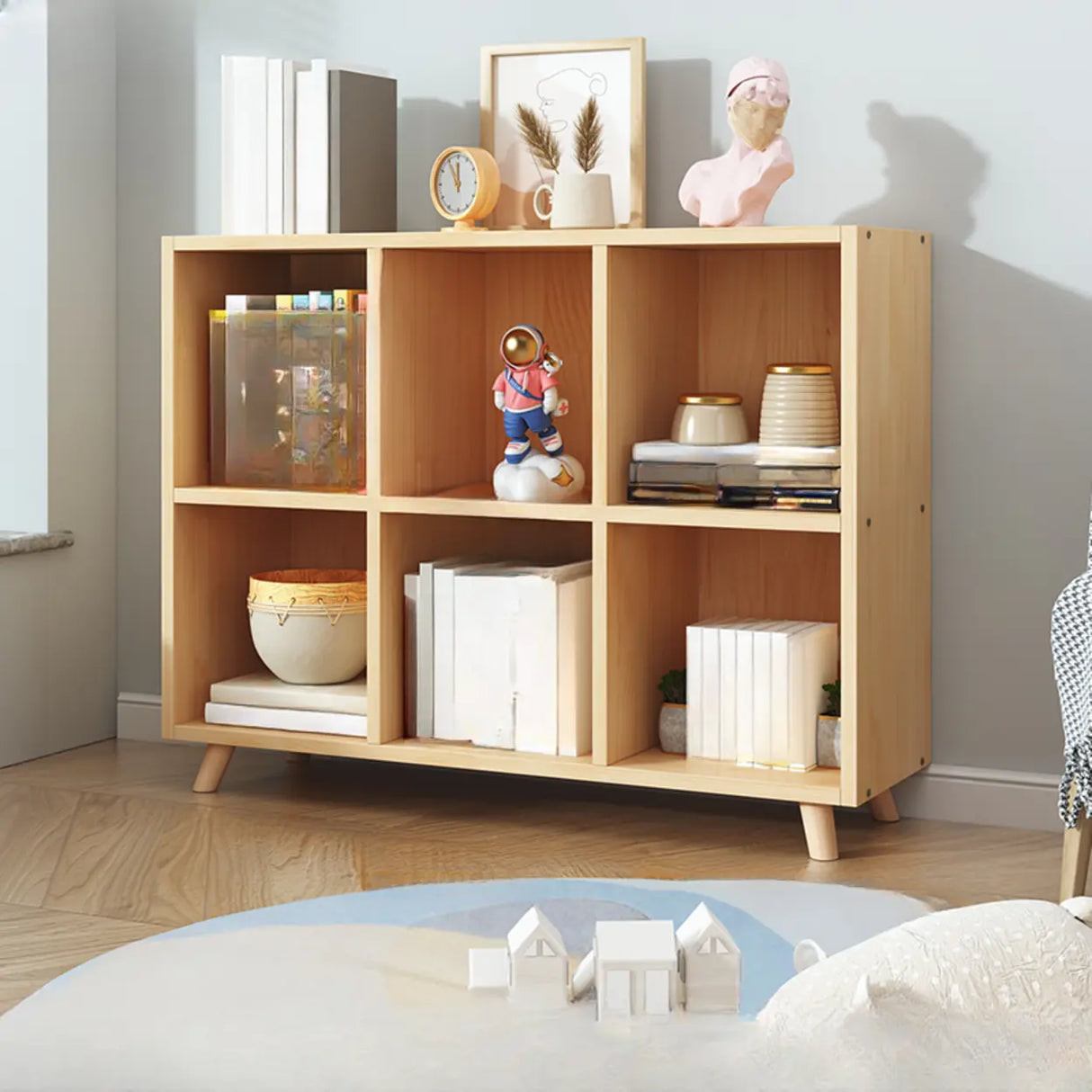 Simple Wood Closed Back Horizontal Organizer Bookcase Image - 6