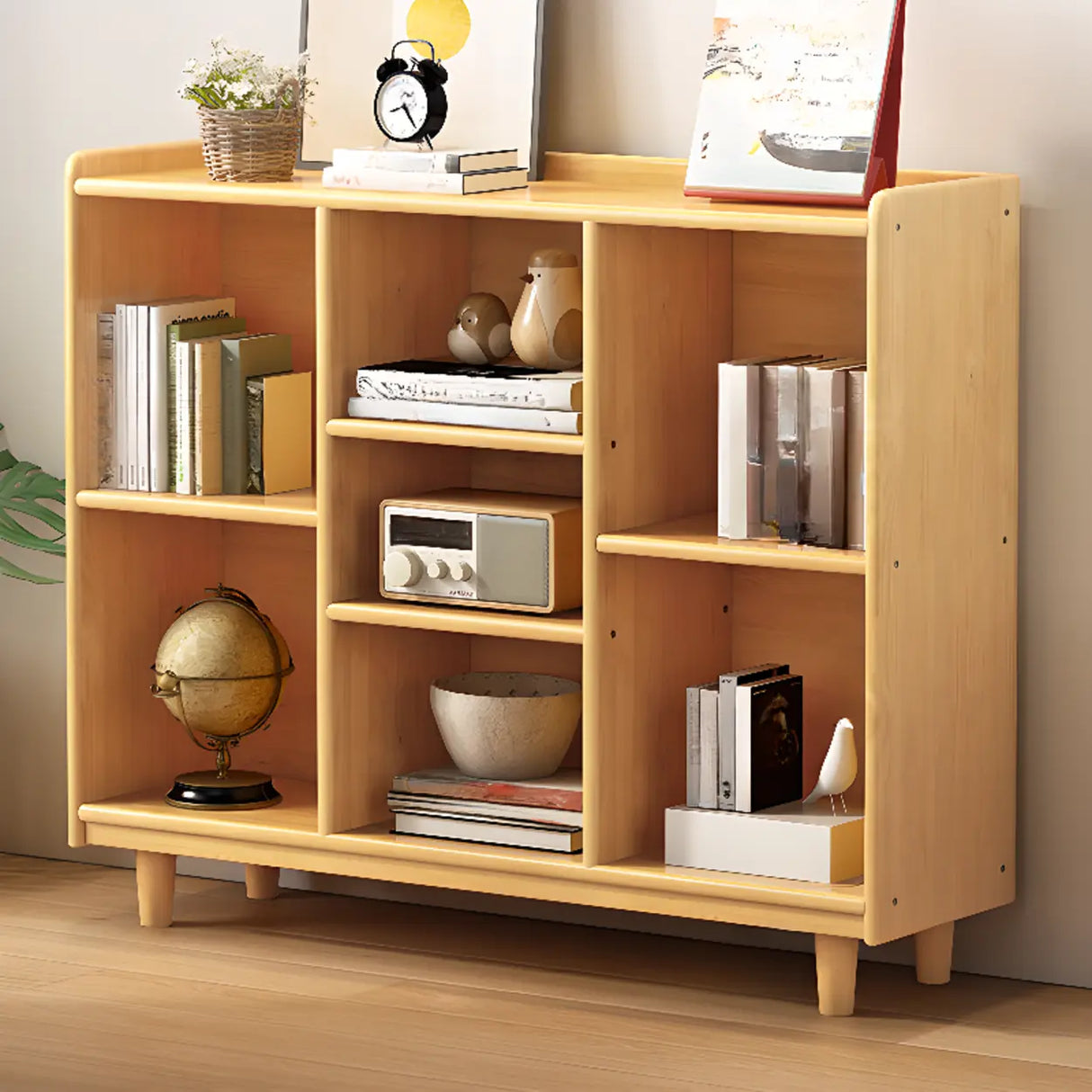 Simple Wood Color Horizontal Closed Medium Bookcase Image - 1