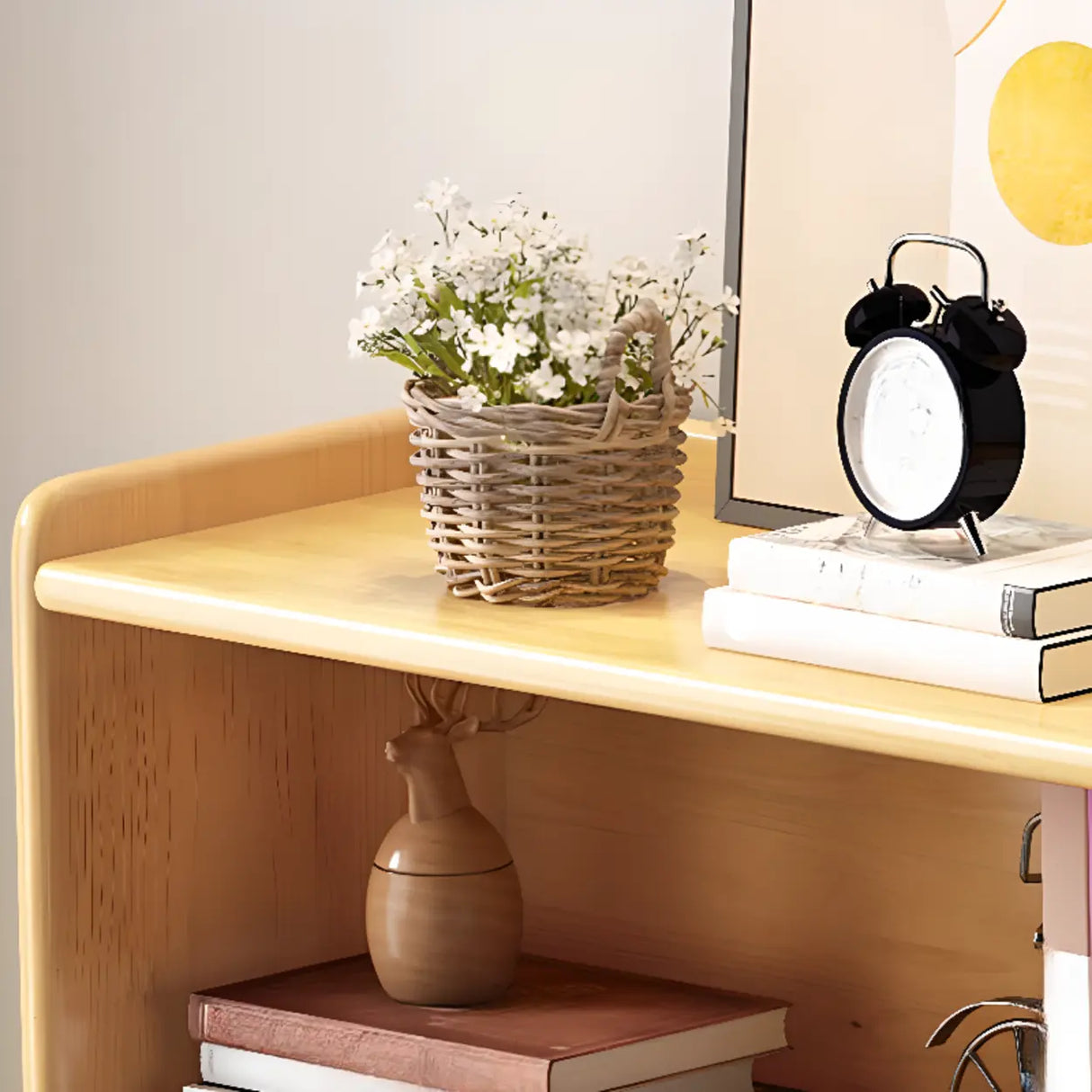 Simple Wood Color Horizontal Closed Medium Bookcase Image - 10