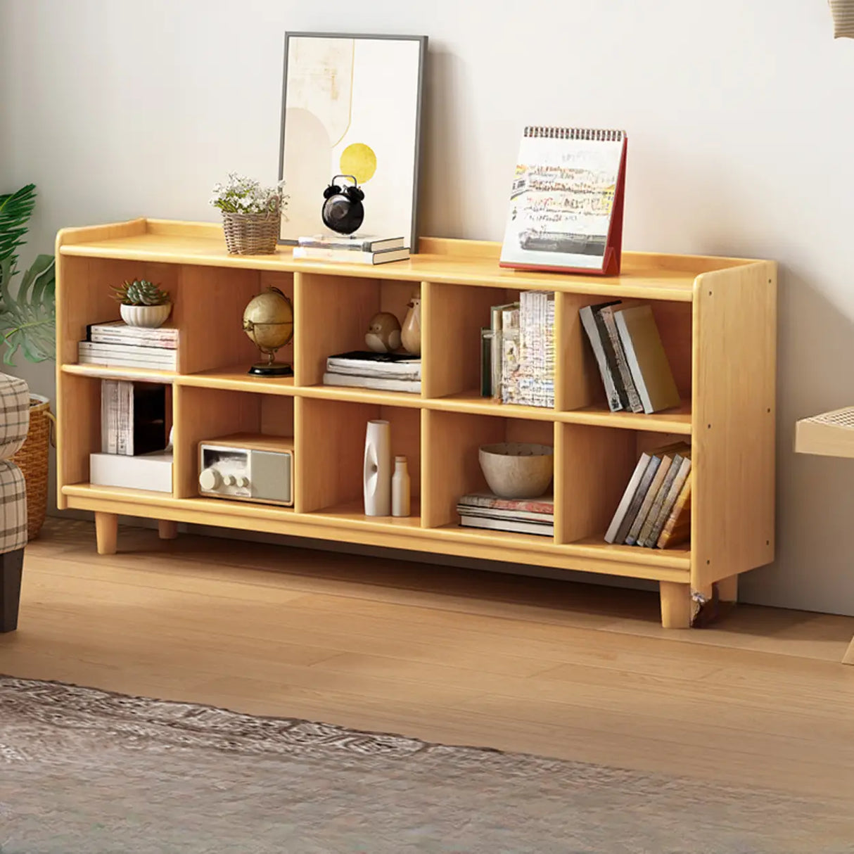 Simple Wood Color Horizontal Closed Medium Bookcase Image - 11