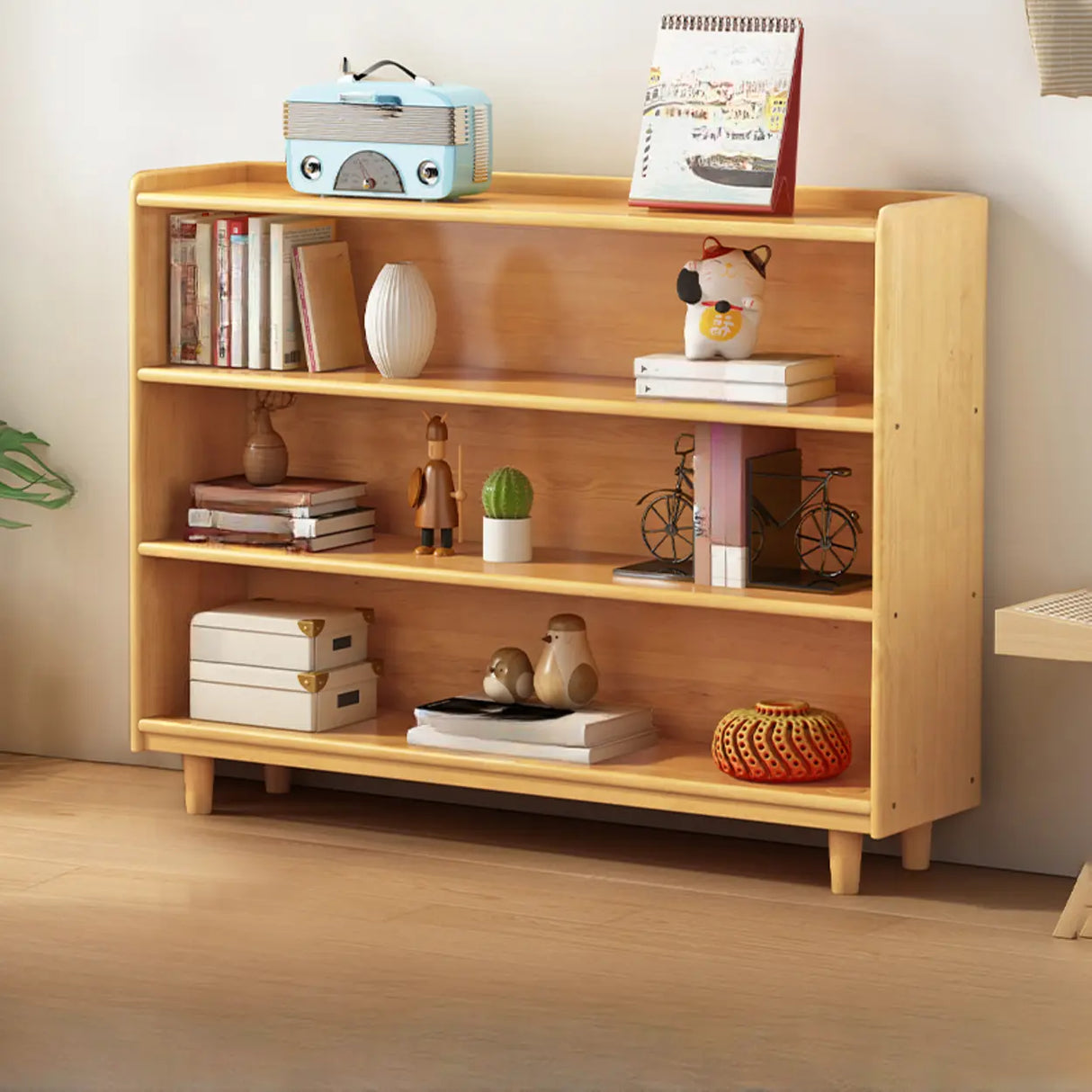 Simple Wood Color Horizontal Closed Medium Bookcase Image - 4