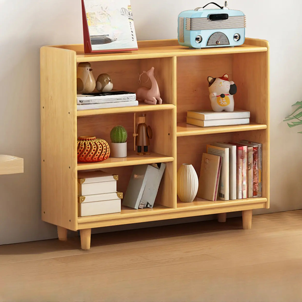 Simple Wood Color Horizontal Closed Medium Bookcase Image - 5