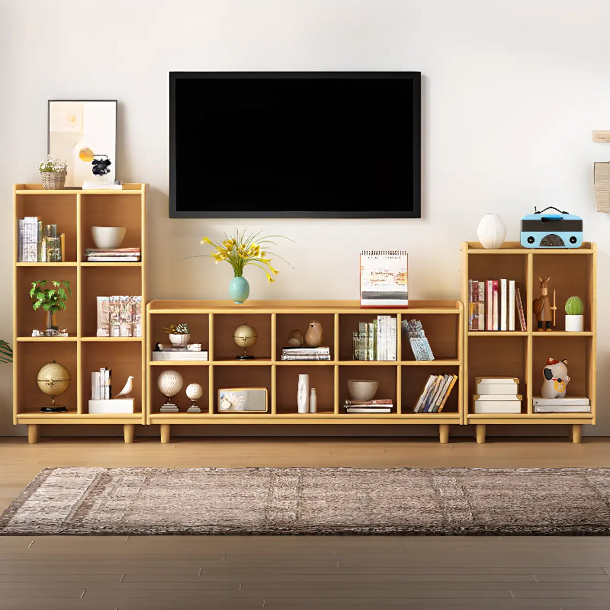 Simple Wood Color Horizontal Closed Medium Bookcase Image - 6
