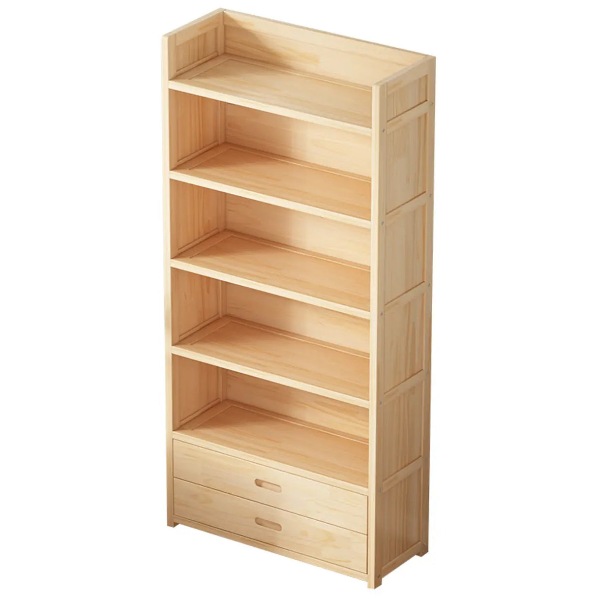 Simple Wood Tone Closed Back Vertical Timber Bookcase Image - 10