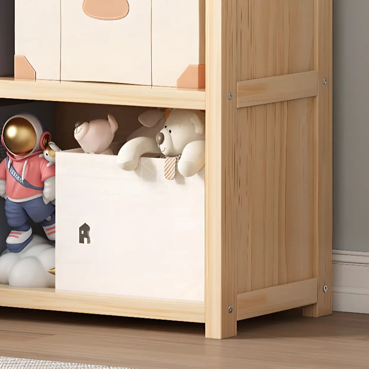 Simple Wood Tone Closed Back Vertical Timber Bookcase Image - 13