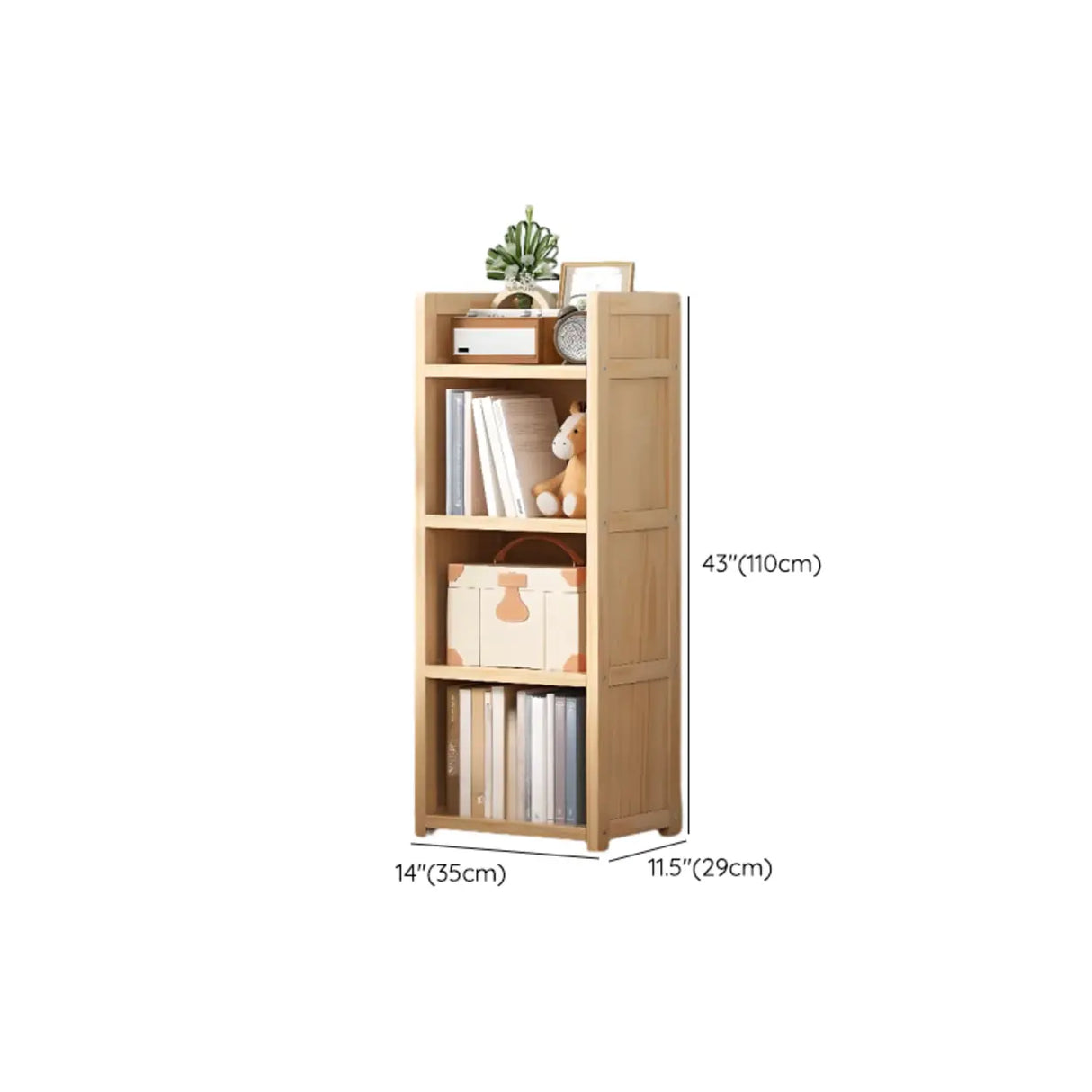 Simple Wood Tone Closed Back Vertical Timber Bookcase Image - 21