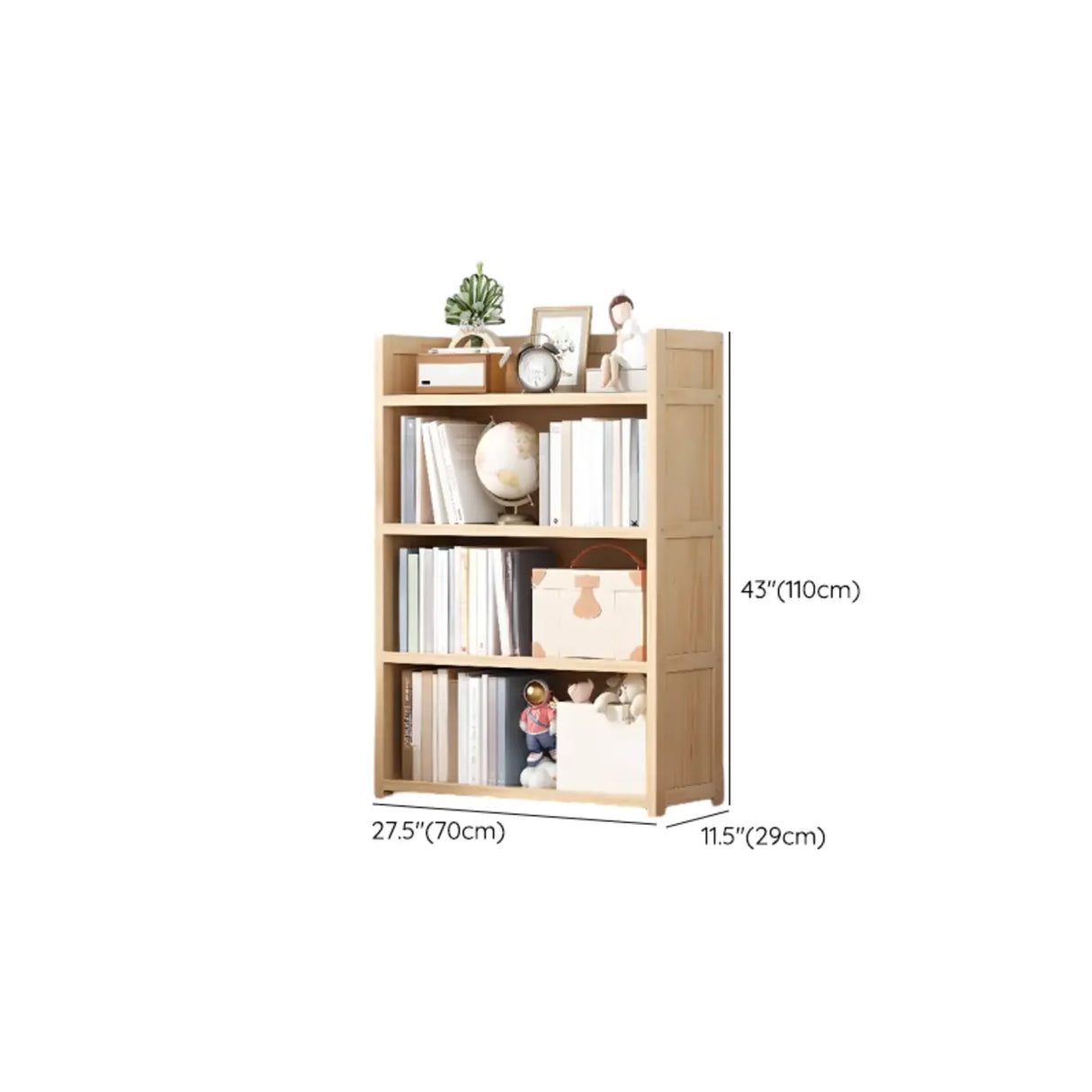 Simple Wood Tone Closed Back Vertical Timber Bookcase Image - 26