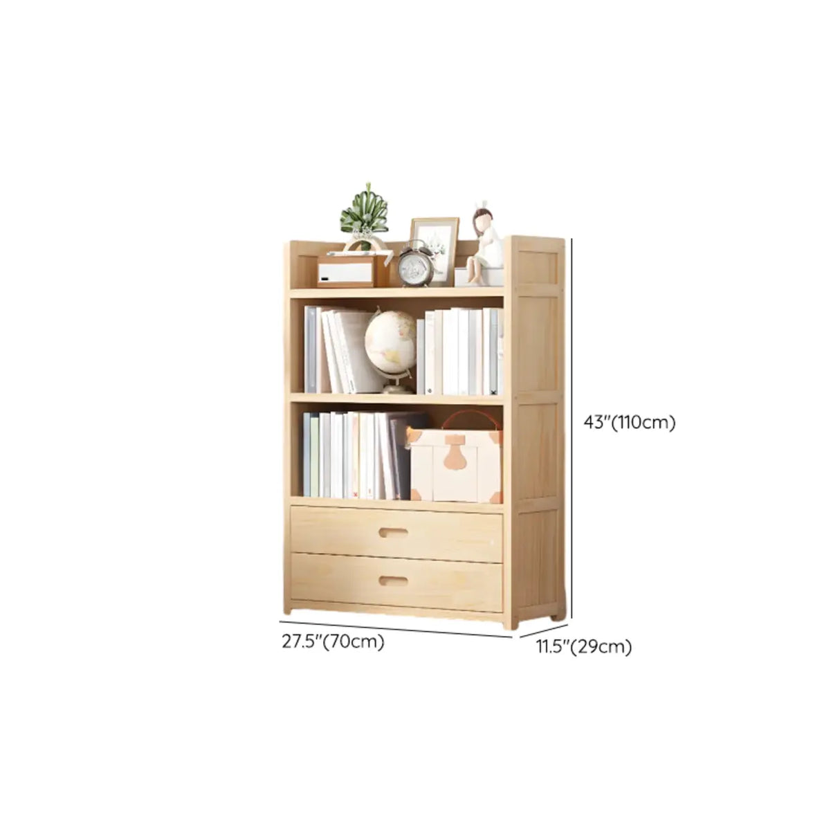 Simple Wood Tone Closed Back Vertical Timber Bookcase Image - 27