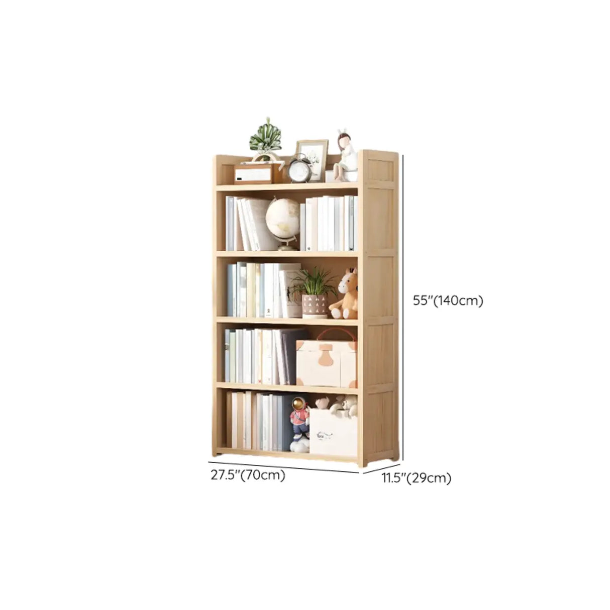 Simple Wood Tone Closed Back Vertical Timber Bookcase Image - 28