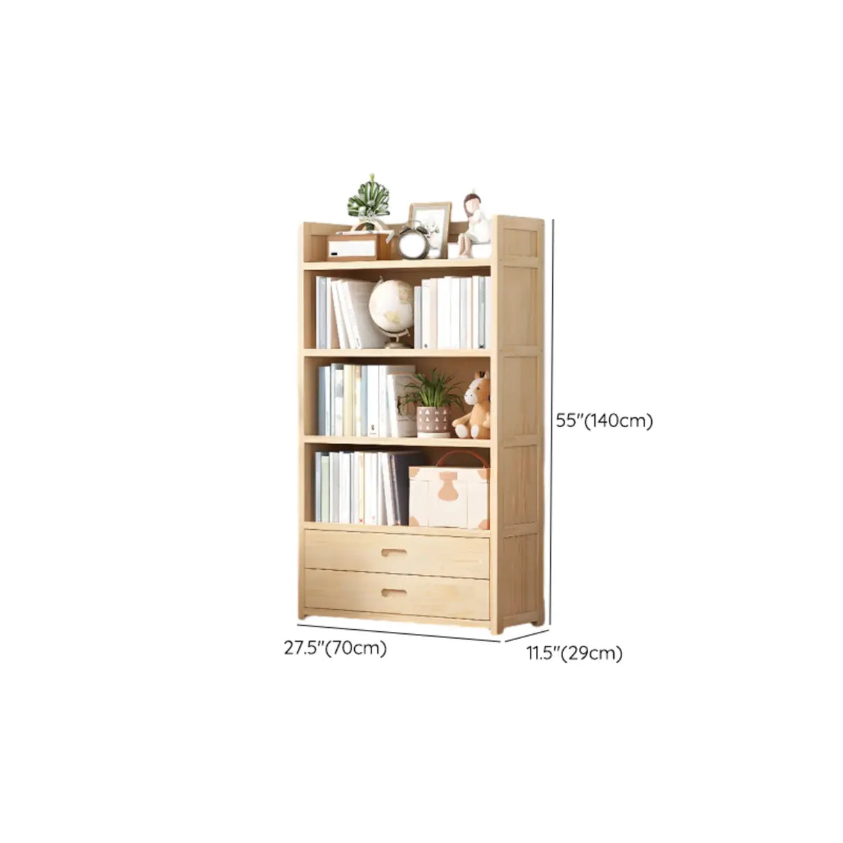 Simple Wood Tone Closed Back Vertical Timber Bookcase Image - 29
