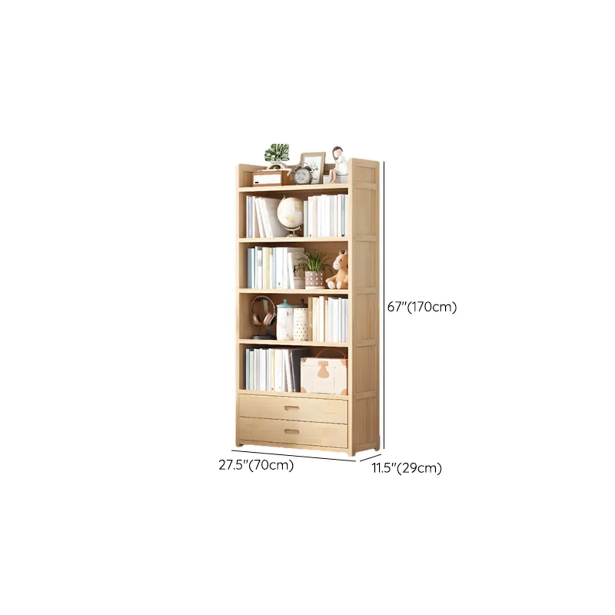 Simple Wood Tone Closed Back Vertical Timber Bookcase Image - 31