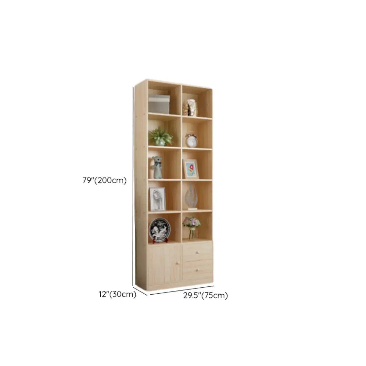 Simple Wooden Closed Back Narrow Display Bookcases Image - 10