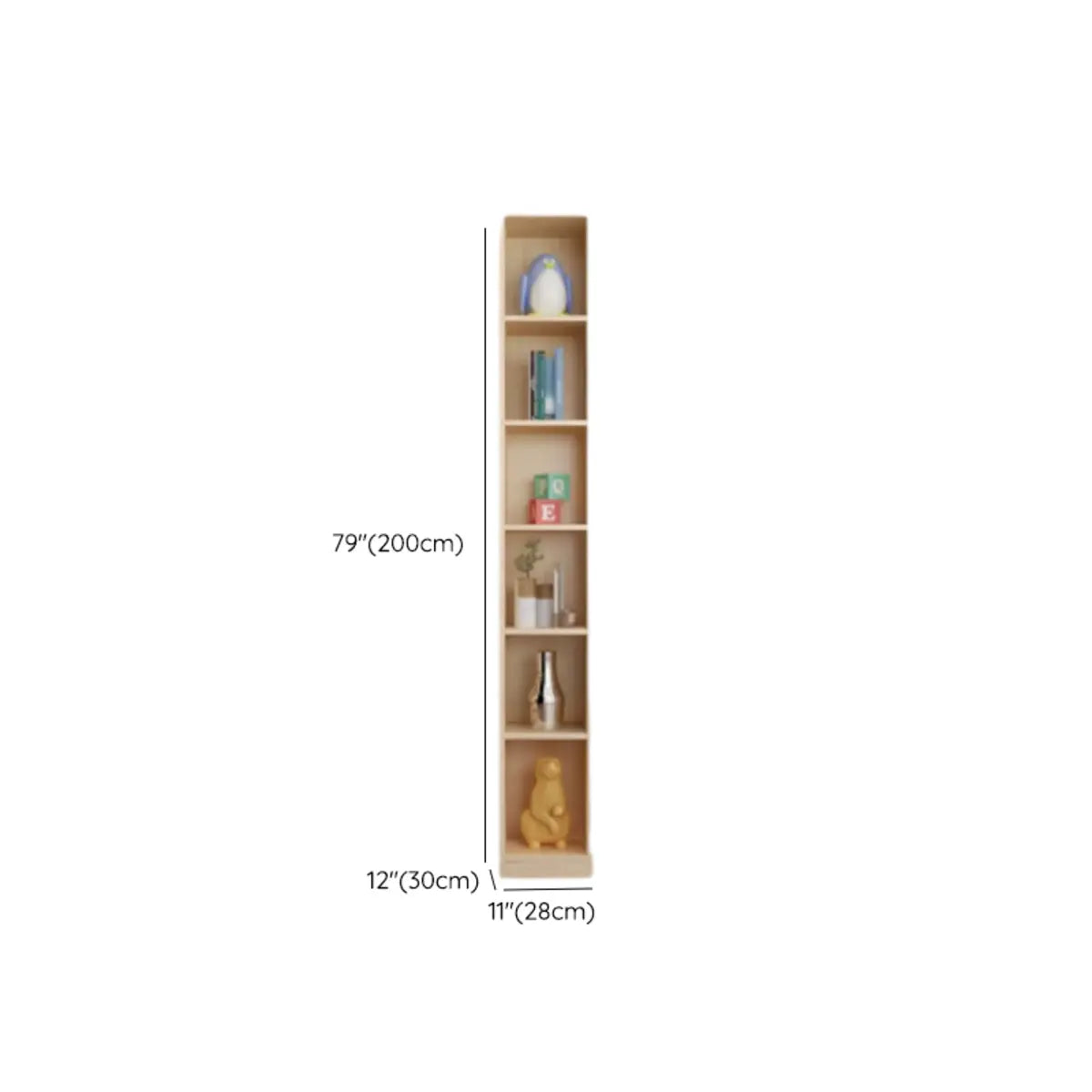 Simple Wooden Closed Back Narrow Display Bookcases Image - 11