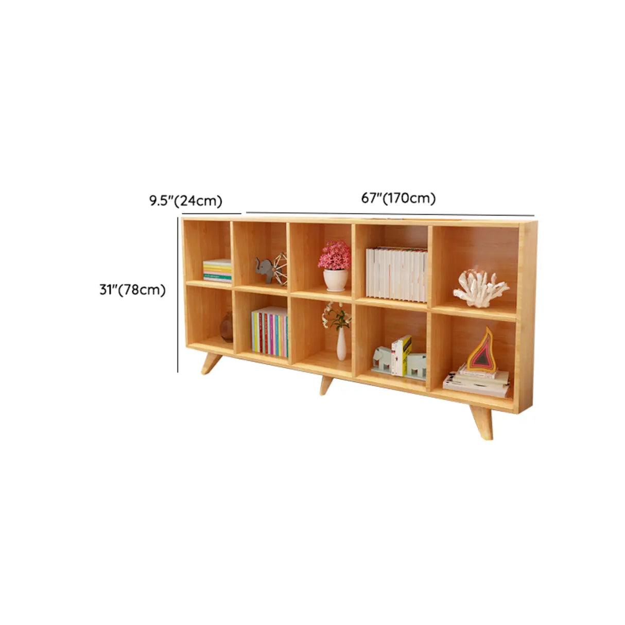 Simple Wooden House-Shaped Closed Back Storage Bookcase Image - 21