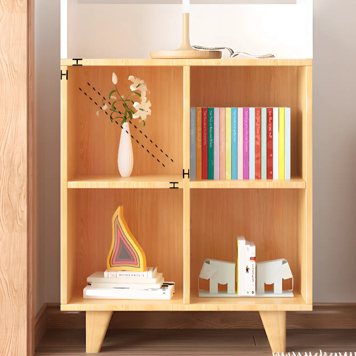 Simple Wooden House-Shaped Closed Back Storage Bookcase Image - 8
