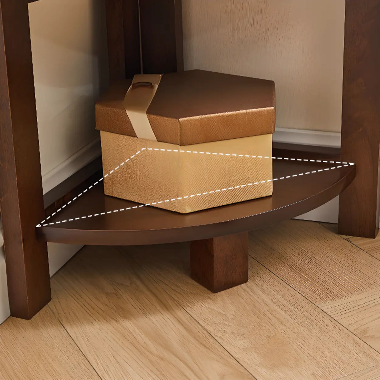 Simple Wooden Triangle Shelf Tower Open Corner Bookcase Image - 12