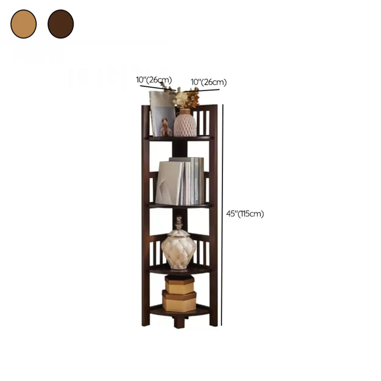Simple Wooden Triangle Shelf Tower Open Corner Bookcase Image - 16