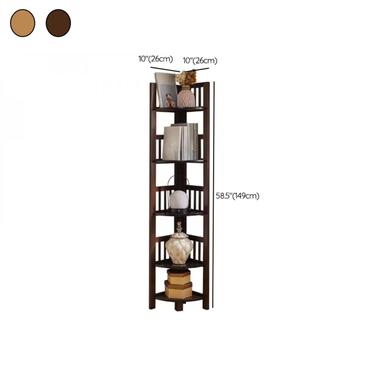 Simple Wooden Triangle Shelf Tower Open Corner Bookcase Image - 17