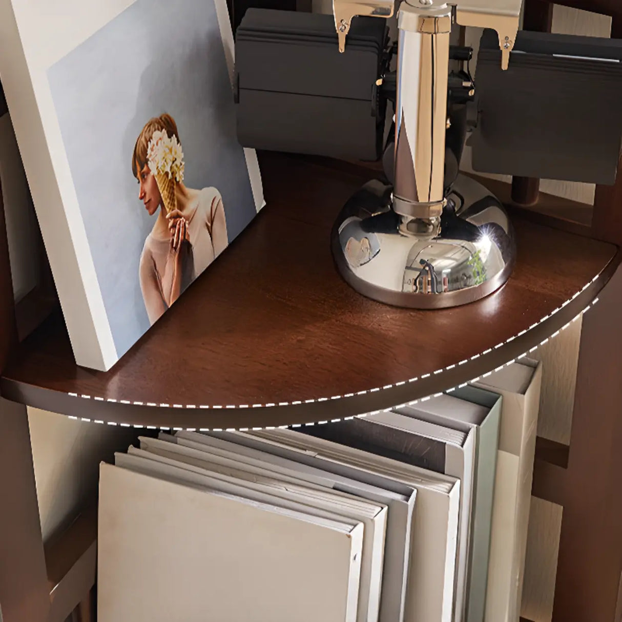 Simple Wooden Triangle Shelf Tower Open Corner Bookcase Image - 8