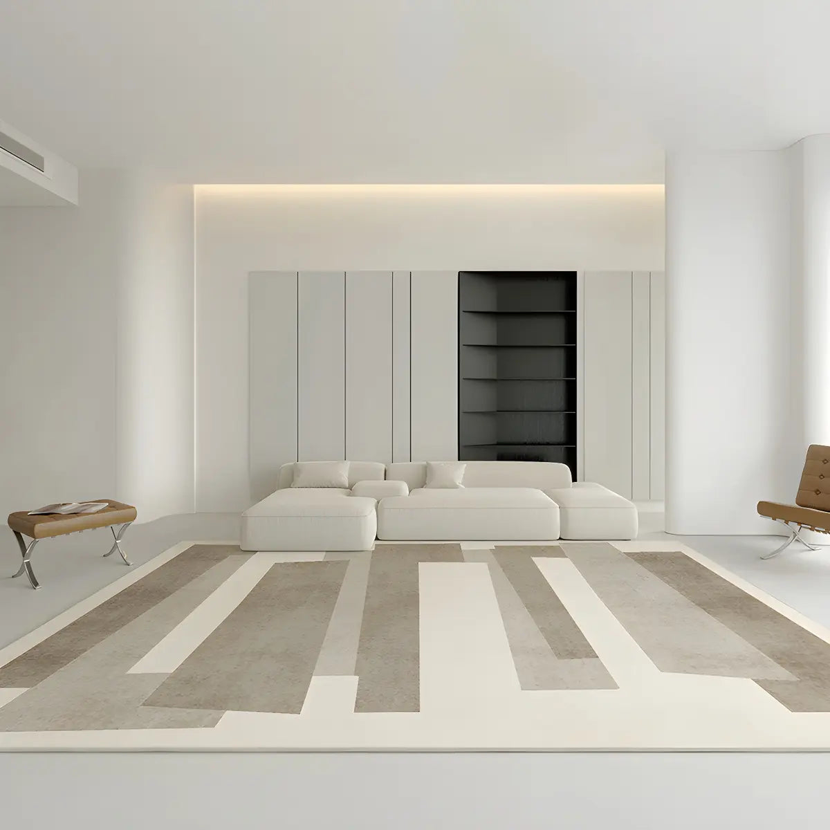 Simplicity Beige Polyester Rectangular Area Rug Image - 10