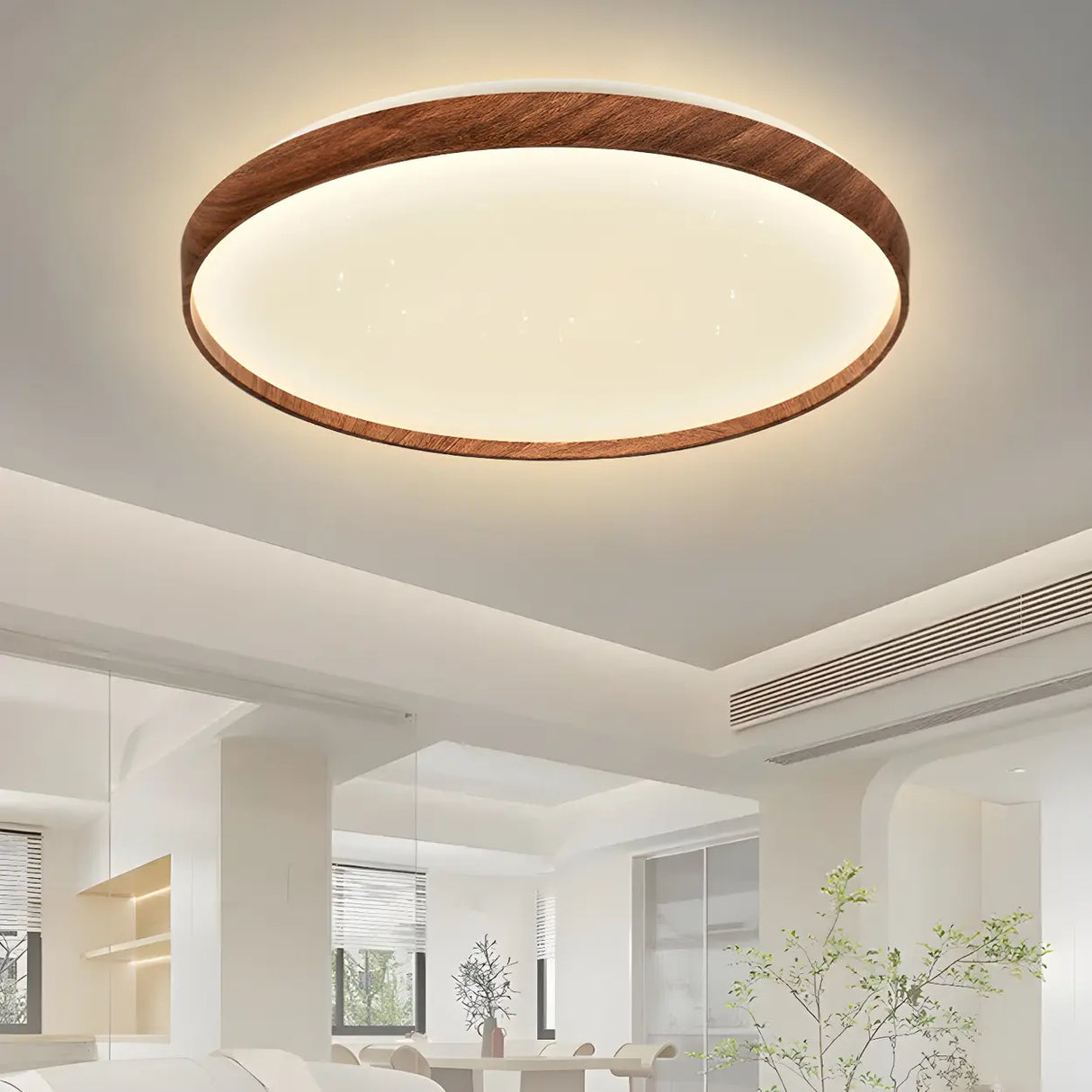 Simplicity Brown Round LED Dimmable Flush Mount Light Image - 12