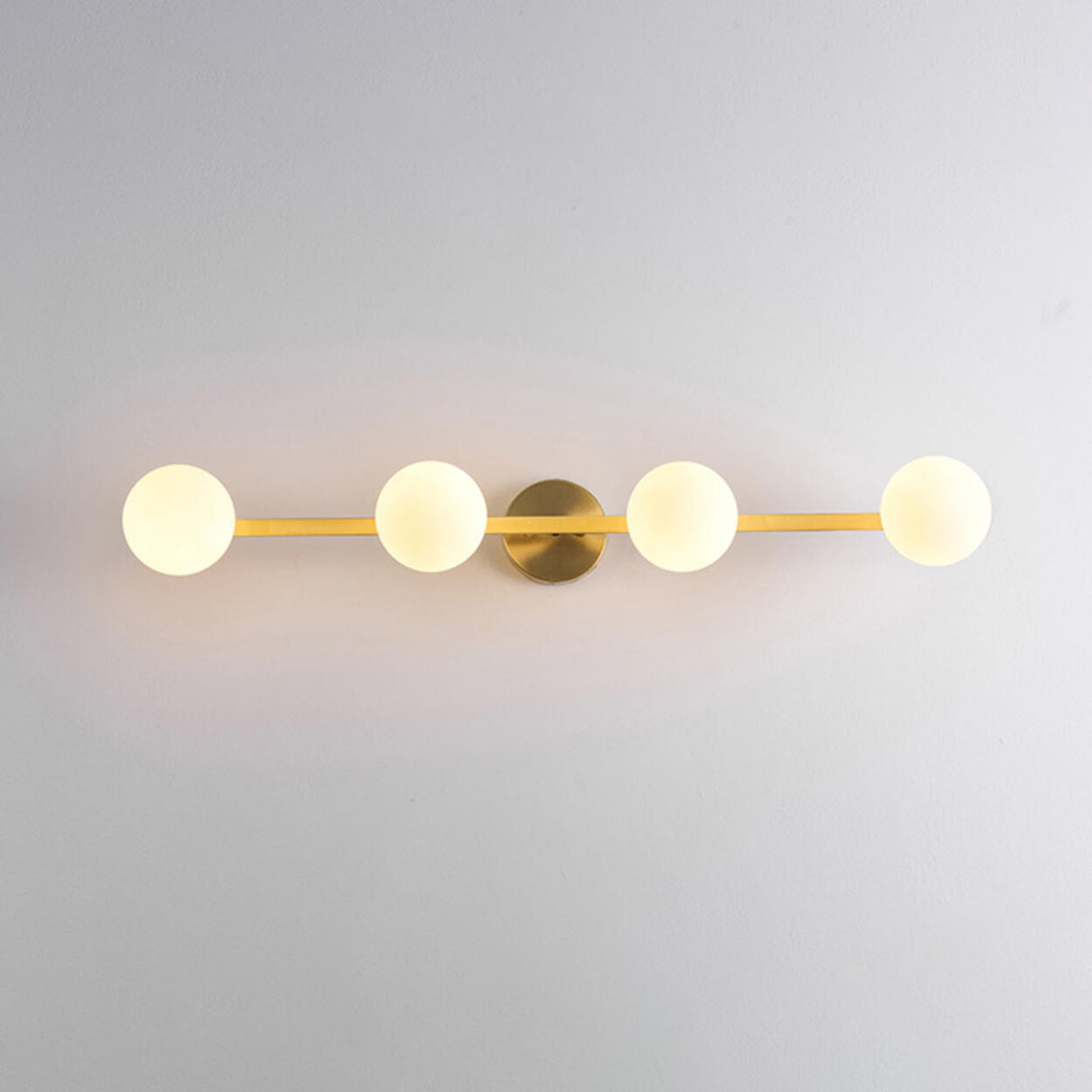 Simplicity Gold Metal White Glass Globe Vanity Light Image - 3