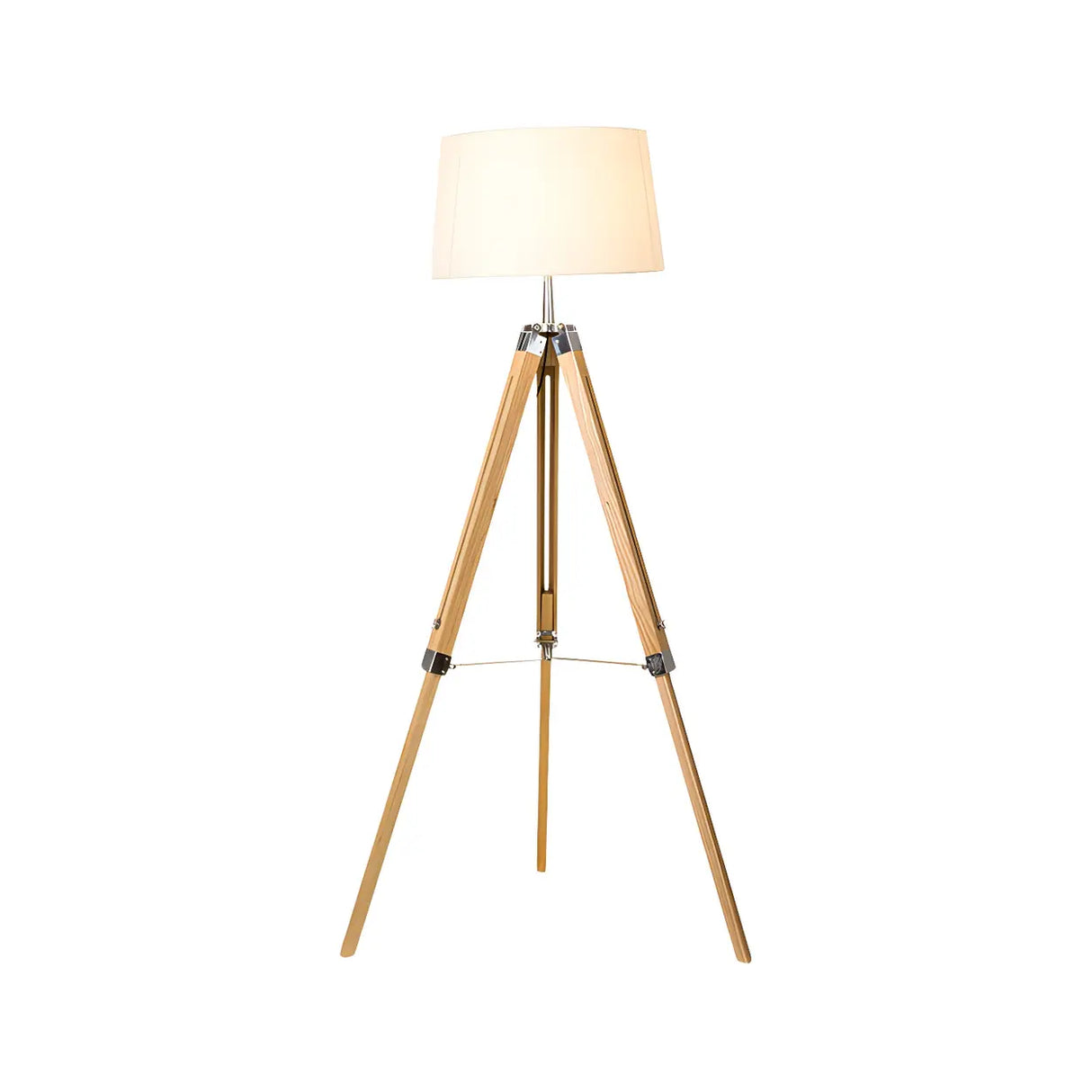 Simplicity Tripod and Cylinder Fabric Wood Floor Lamp Image - 7