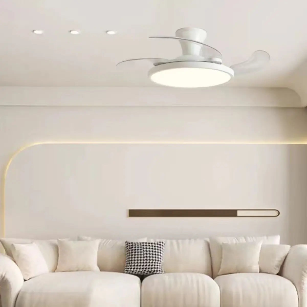 Simplicity White Clear Blades LED Ceiling Fan Light Image - 4