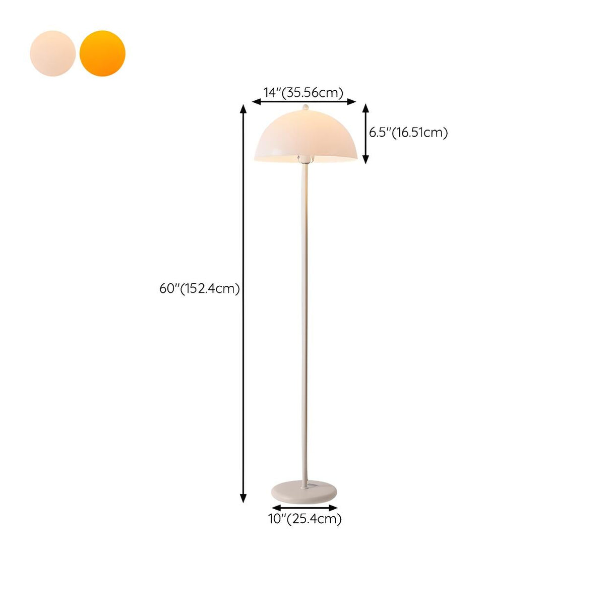 Simplicity White Dome Metal Living Room Floor Lamp