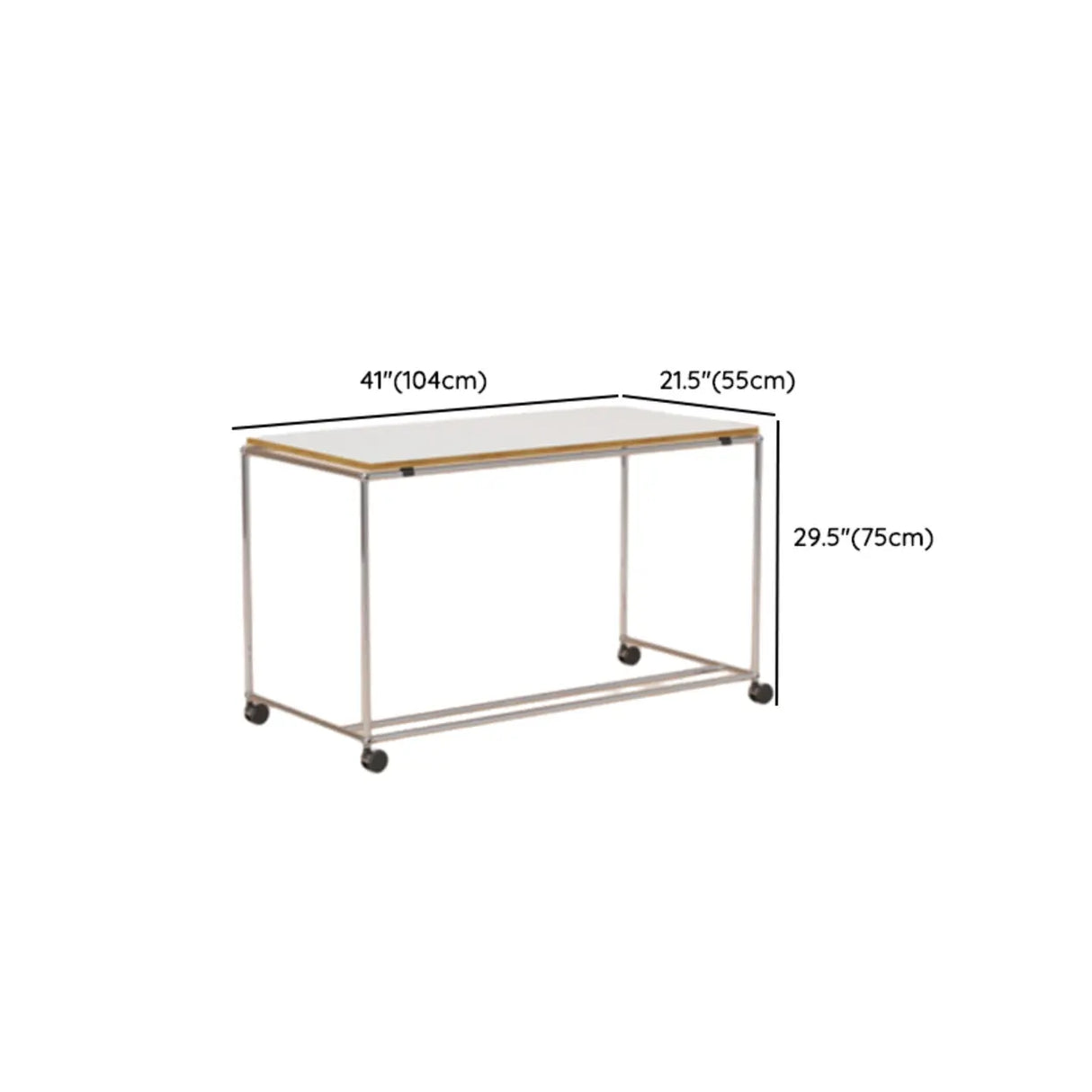Simplicity White Wood Silver H-Shape Computer Desk Image - 11