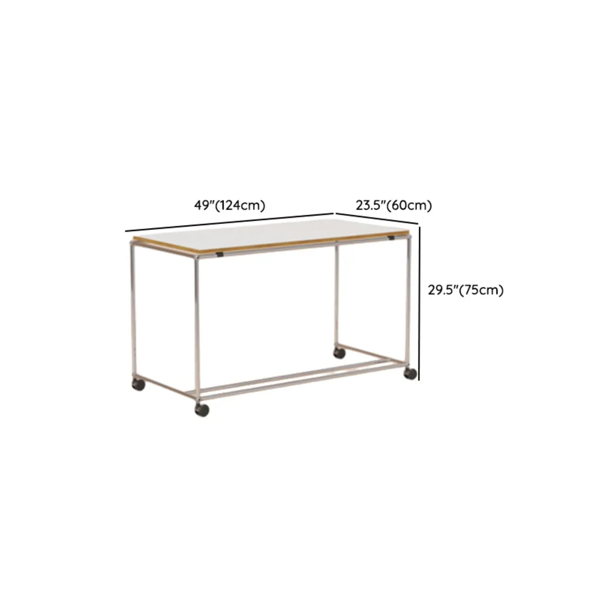 Simplicity White Wood Silver H-Shape Computer Desk Image - 12