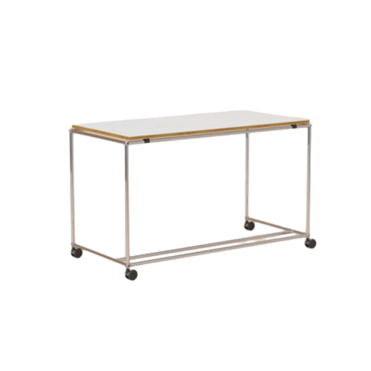 Simplicity White Wood Silver H-Shape Computer Desk Image - 6