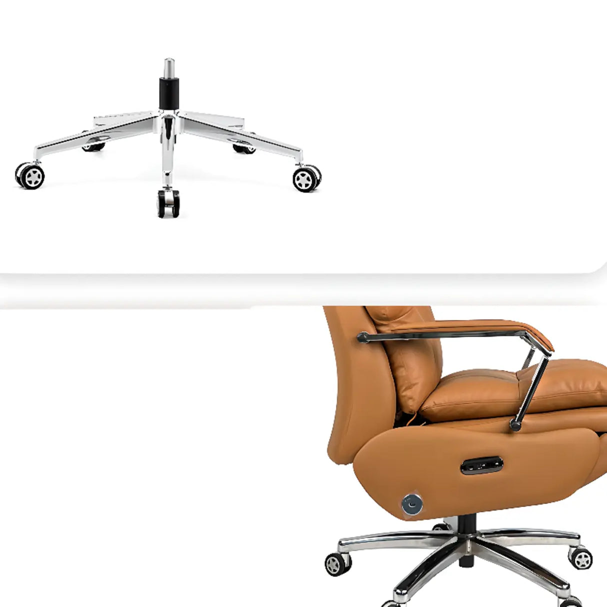 Simplistic Ergonomic Cowhide Executive Orange Office Chair Image - 10