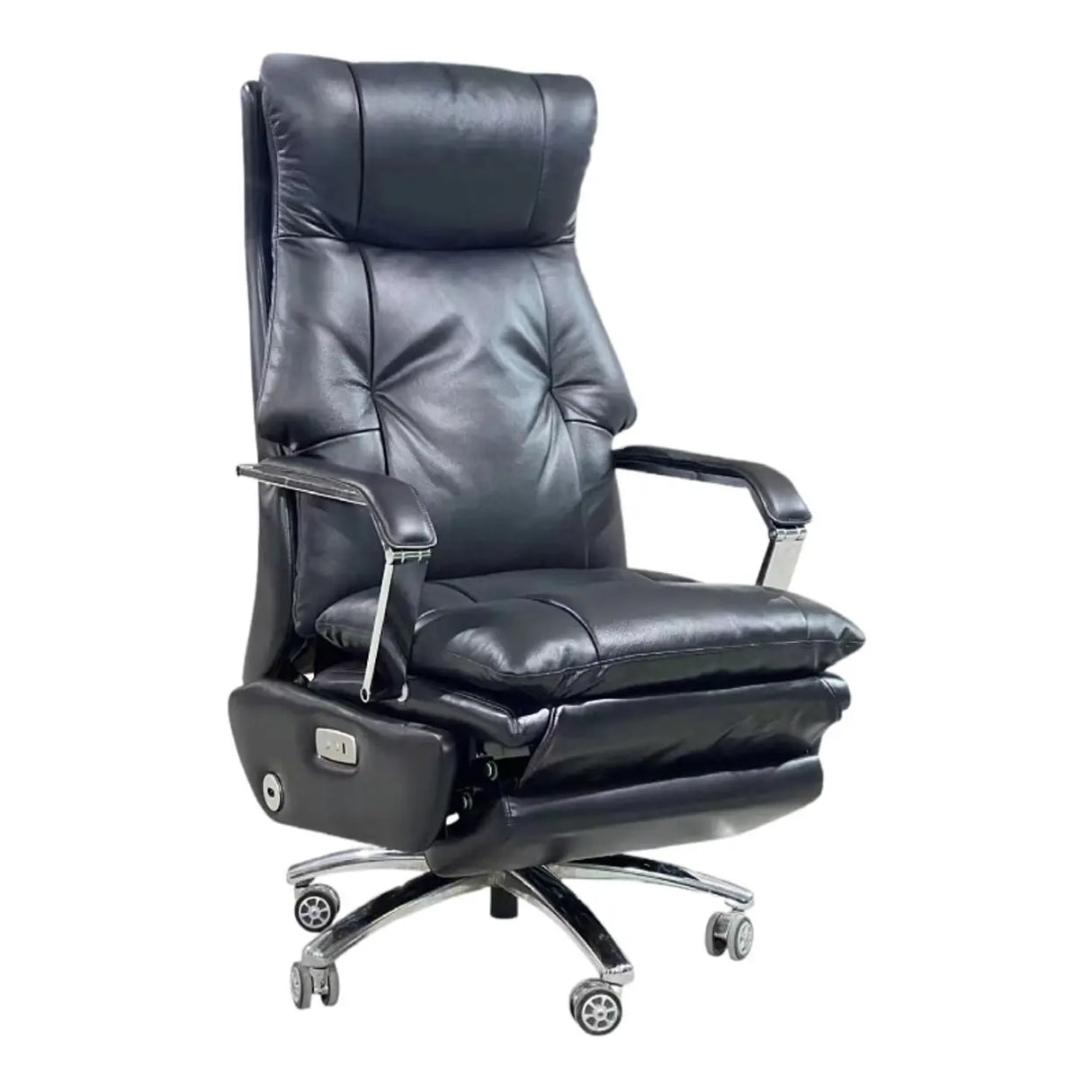 Simplistic Ergonomic Cowhide Executive Orange Office Chair Image - 2